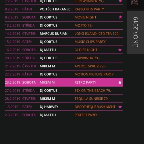 Program in Cocktail Bar
